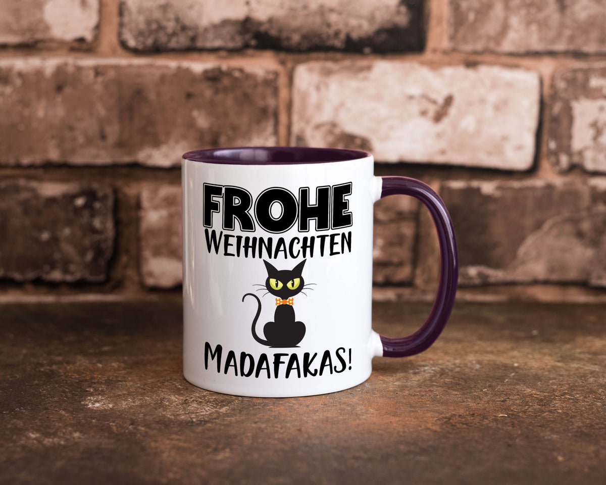 Frohe Weihnachten Madafakas! | Katze Tasse Vintage lustiger Spruch Geschenk