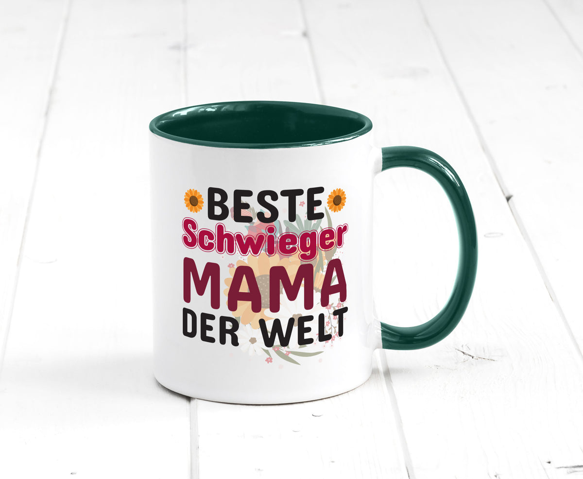 Beste Schwiegermama | Schwiegermutter Tasse Blumen Humor Familie Geschenkidee