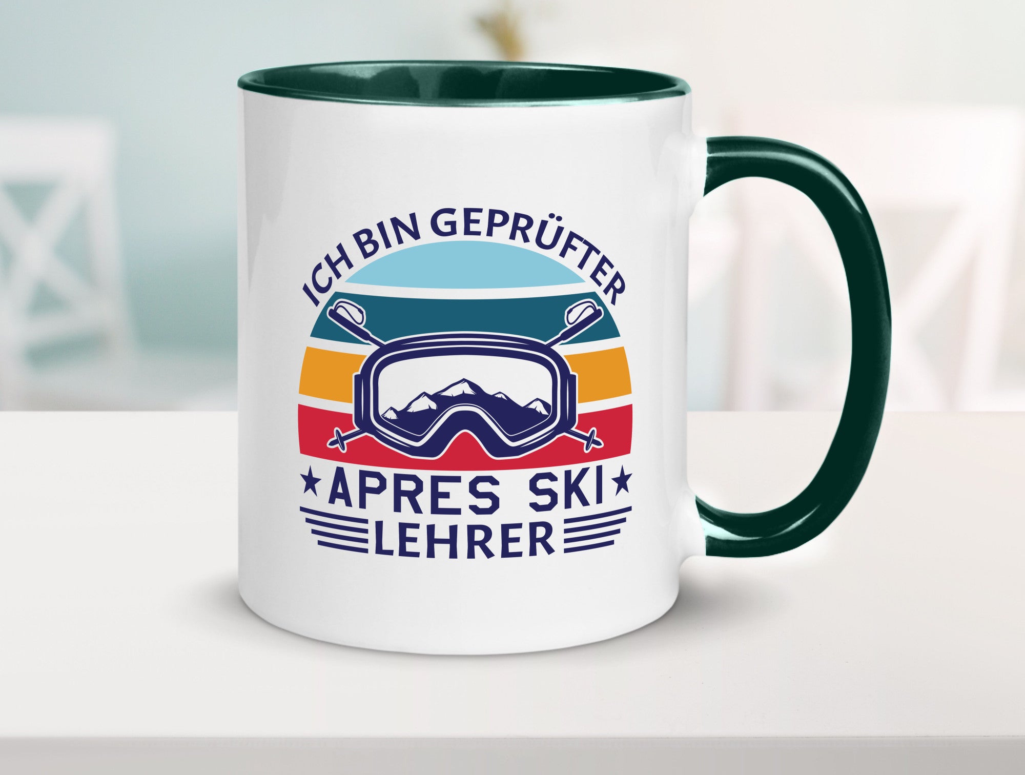 Geprüfter Apres Ski Lehrer | Ski-Brille Berge Ski-Stöck lustig Humor