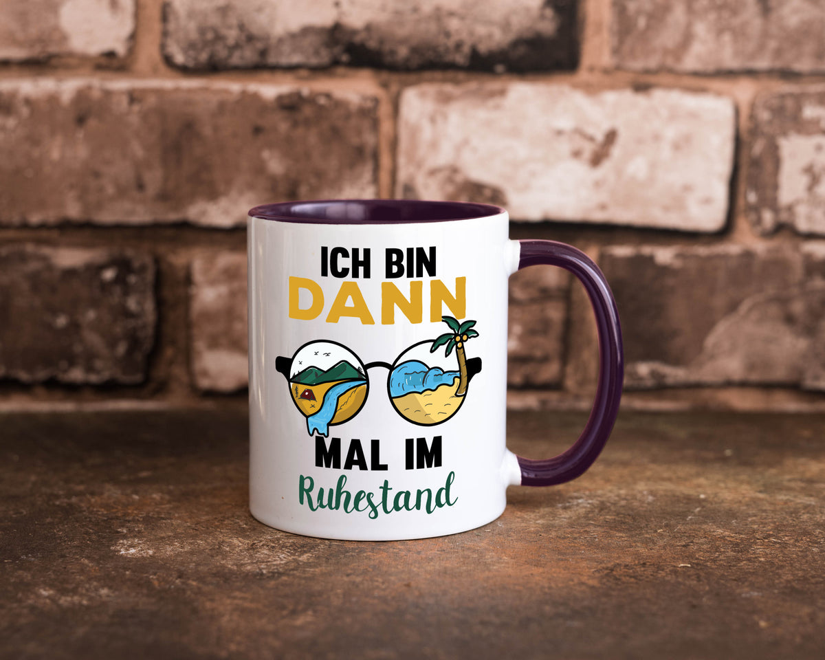 Bin dann mal im Ruhestand | Sonnenbrille Palme Meer lustig Jubiläum Geschenk Tasse