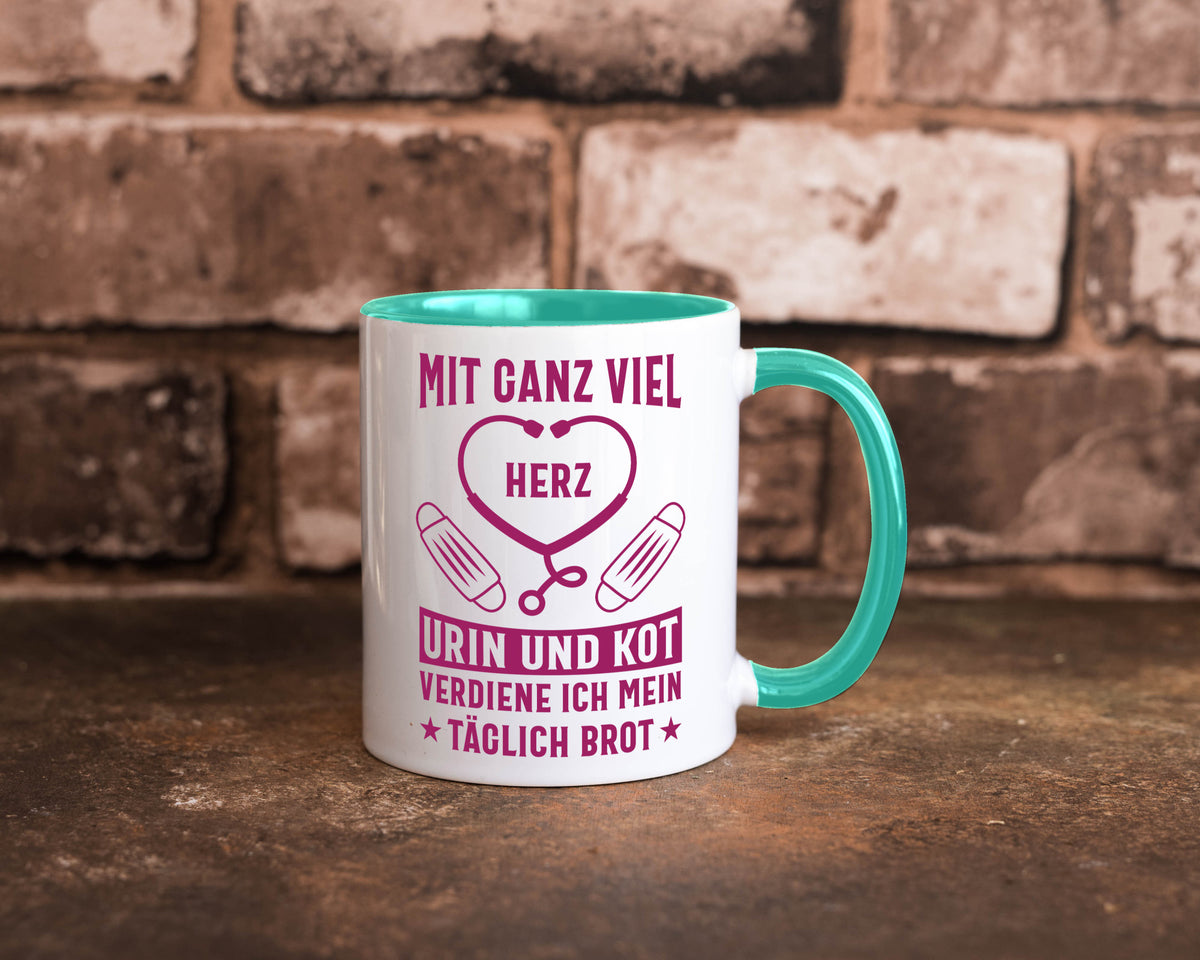 Herz, Urin, Kot, damit verdien ich mein Brot | Stethoskop Geschenk Humor Tasse