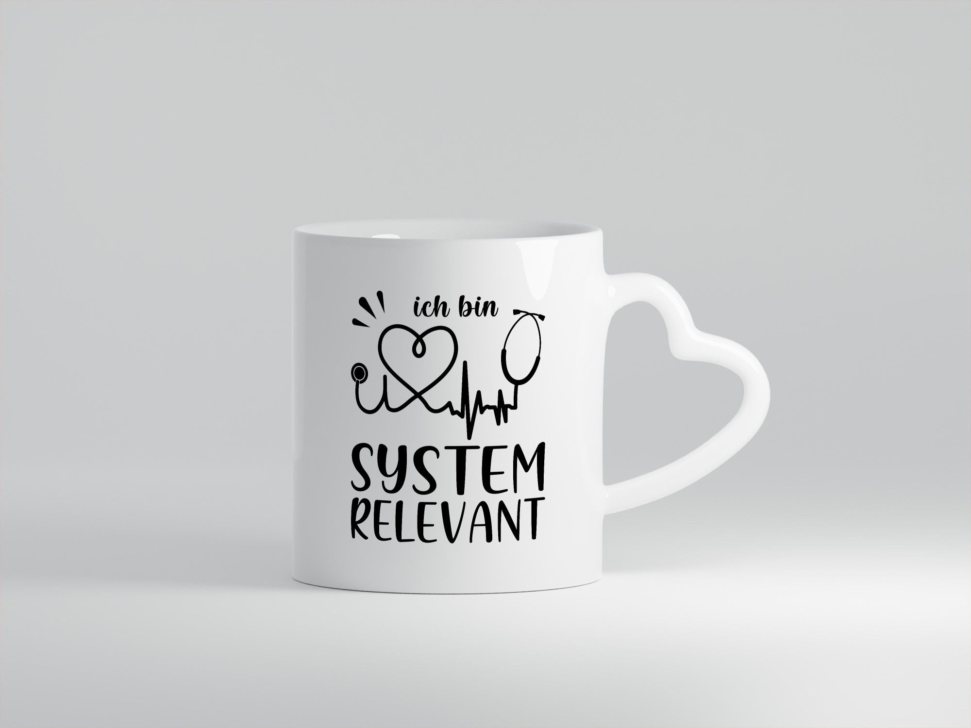 Systemrelevant | Herzschlag Stethoskop Herz Humor Geschenkidee Tasse