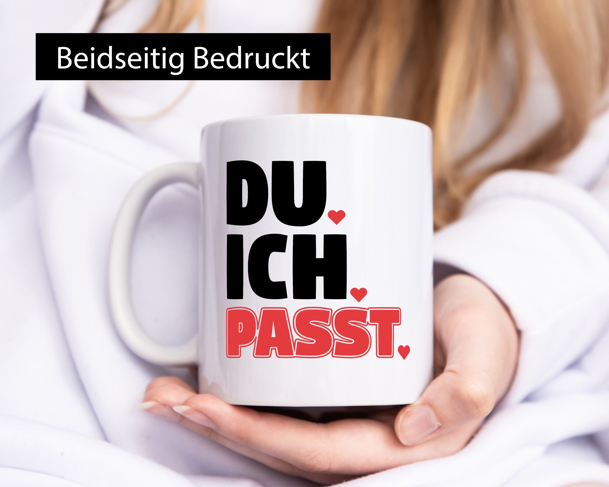 Ich. Du. Passt. | Pärchen Tasse Herzen Liebe Spruch lustig Humor Geschenkidee