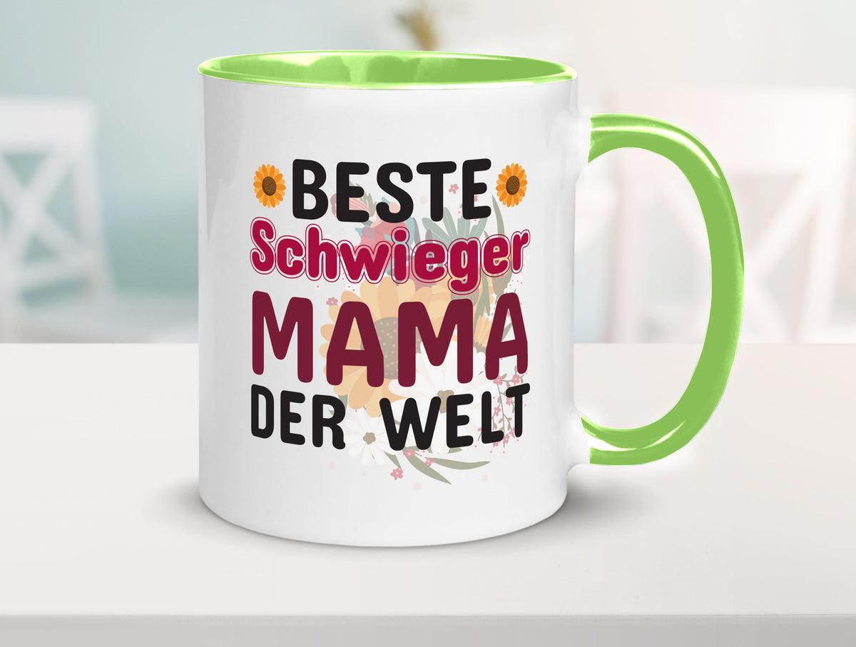 Beste Schwiegermama | Schwiegermutter Tasse Blumen Humor Familie Geschenkidee