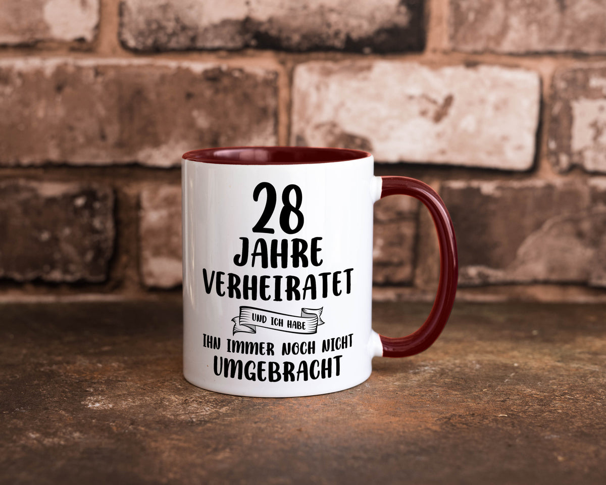 28 Jahre Verheiratet, immer noch am Leben! Geschenkidee Humor Tasse