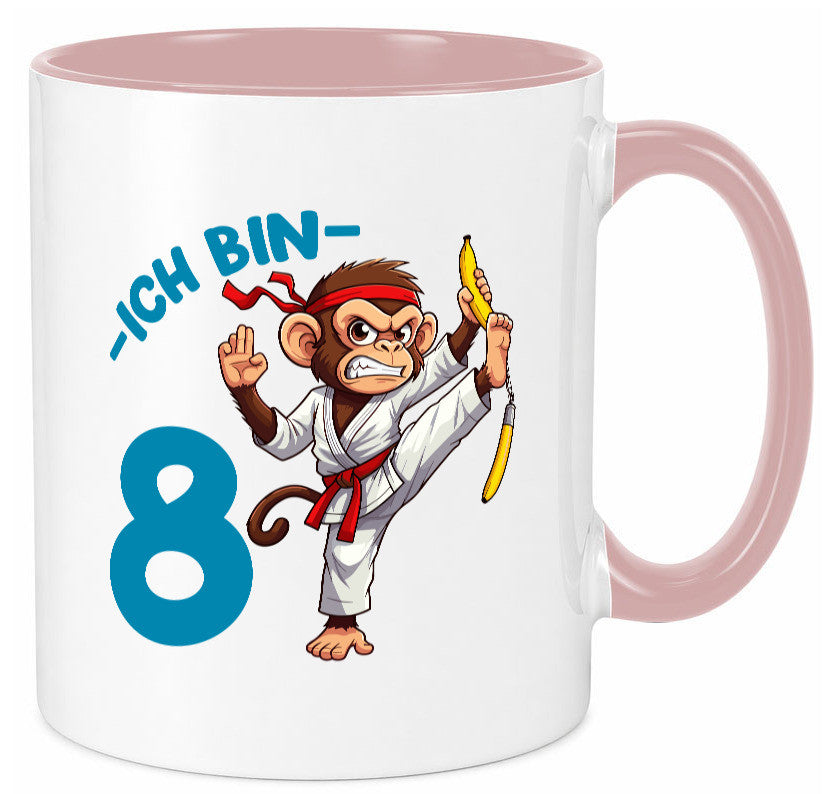 Ich bin 8 | 8. Geburtstag Karate Kampfsport Affe lustiger Spruch Geschenk Tasse