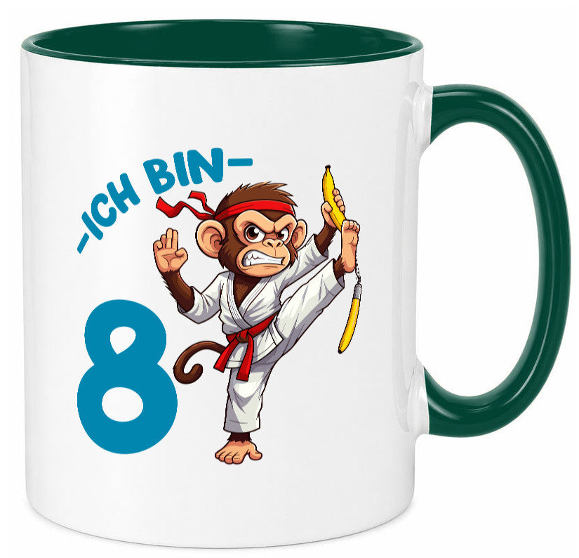 Ich bin 8 | 8. Geburtstag Karate Kampfsport Affe lustiger Spruch Geschenk Tasse
