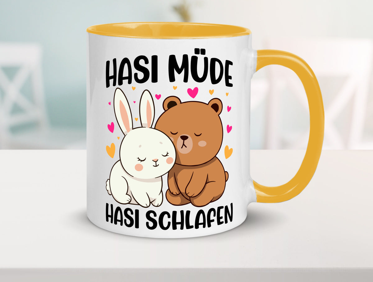Hasi Müde | schlafen Kaninchen Häschen v2 lustiger Spruch Geschenk Humor Tasse