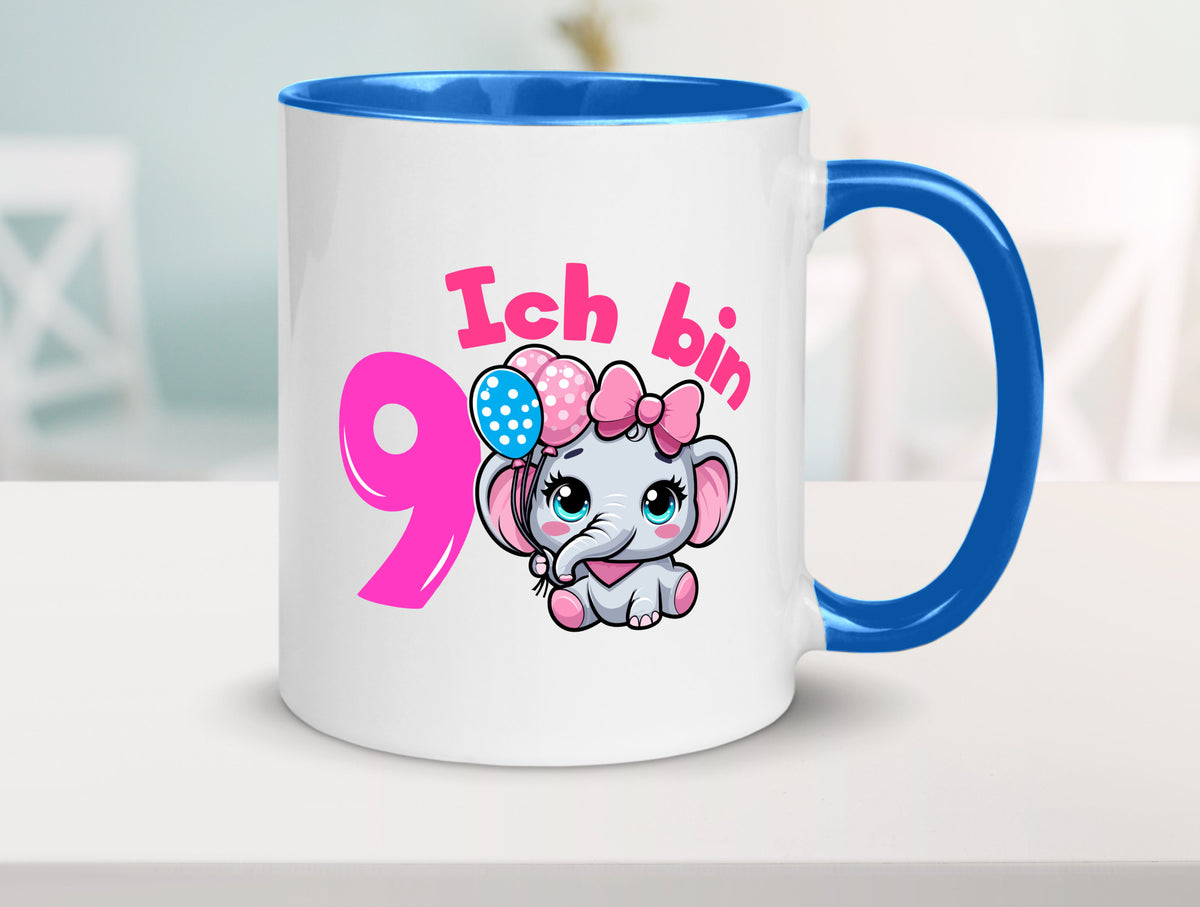 9. Geburtstag | 9 Jahre Elefant Mädchen Geschenk Geschenkidee lustiger Spruch Tasse
