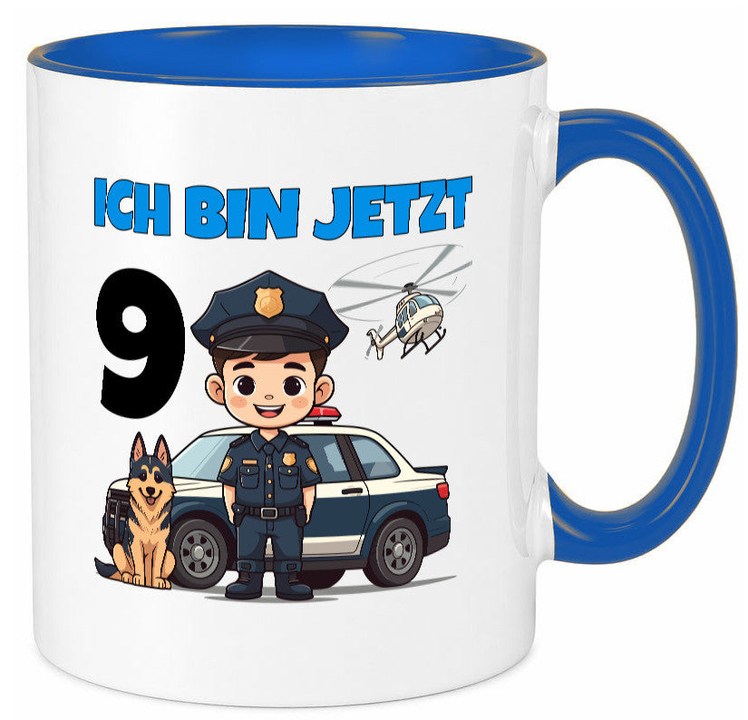9. Geburtstag | 9 Jahre Polizei Kind Polizeiauto lustig Geschenkidee Geschenk Tasse
