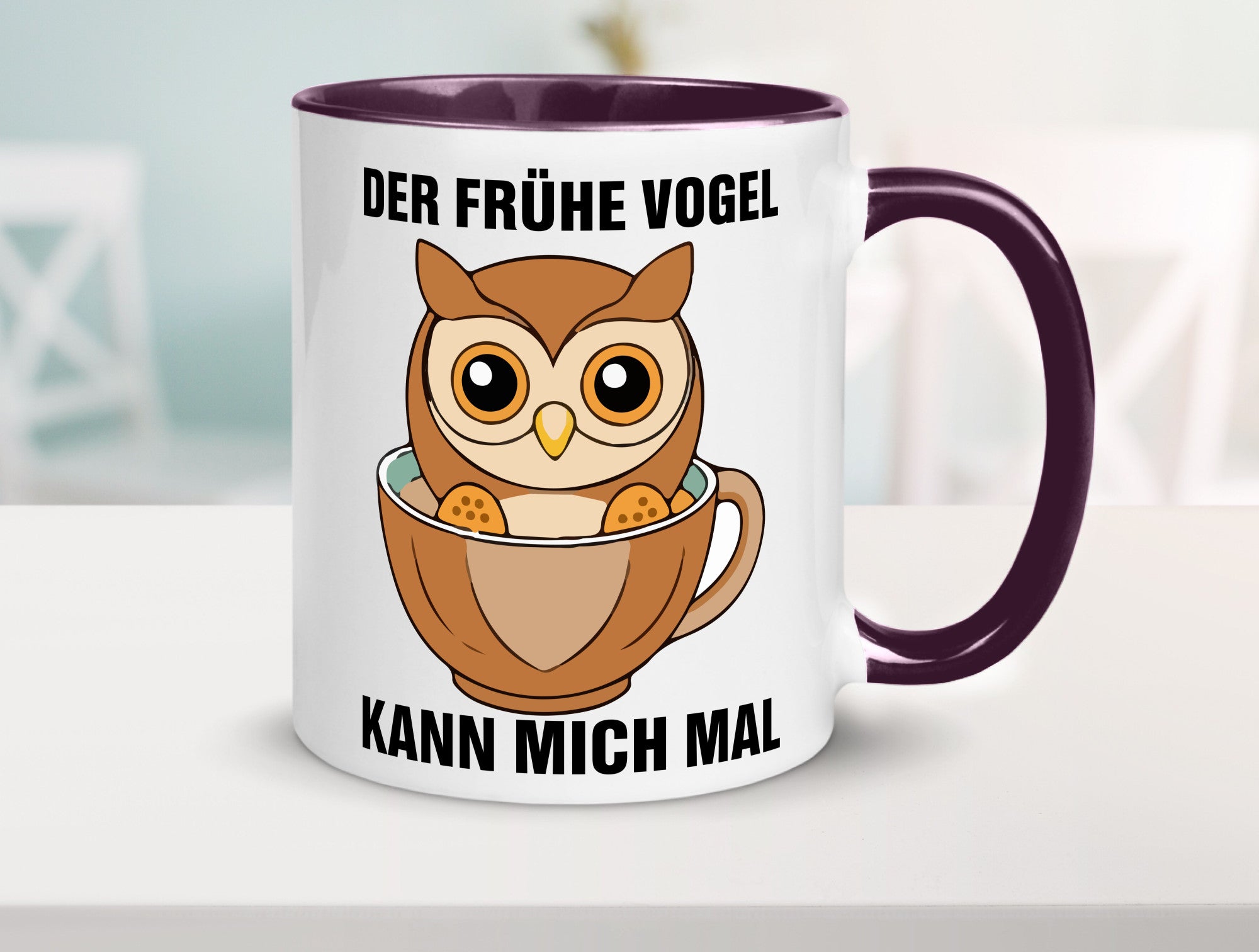 Der frühe Vogel kann mich mal | Eule Morgenmuffel v2 lustiger Spruch Geschenk