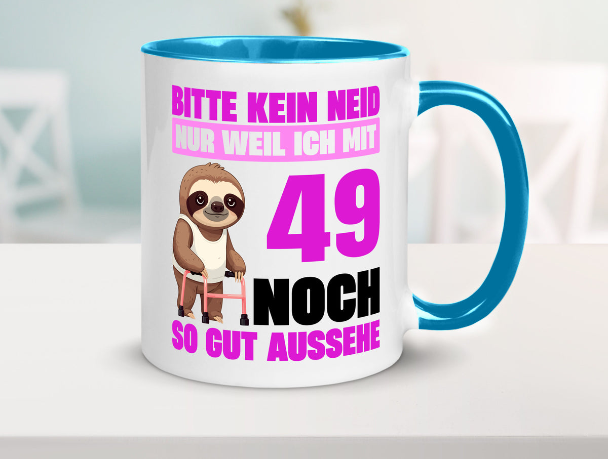 49. Geburtstag | Bitte kein neid Faultier 49 Jahre Humor Geschenkidee Tasse