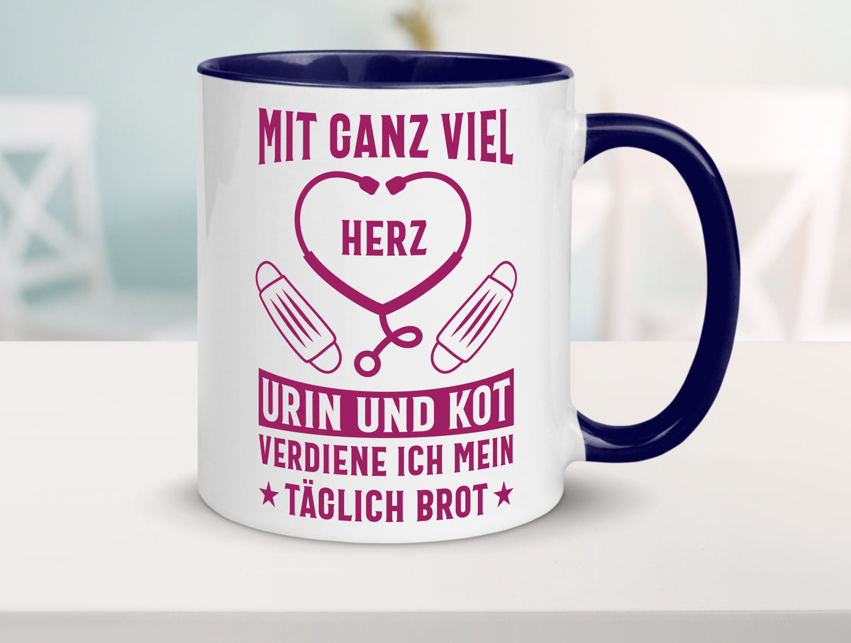 Herz, Urin, Kot, damit verdien ich mein Brot | Stethoskop Geschenk Humor Tasse