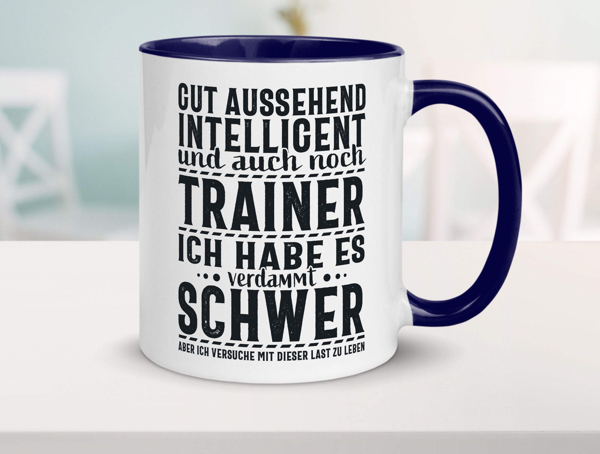 Gut aussehender Trainer |gestrichelte Linie | Punkte lustiger Spruch Geschenk