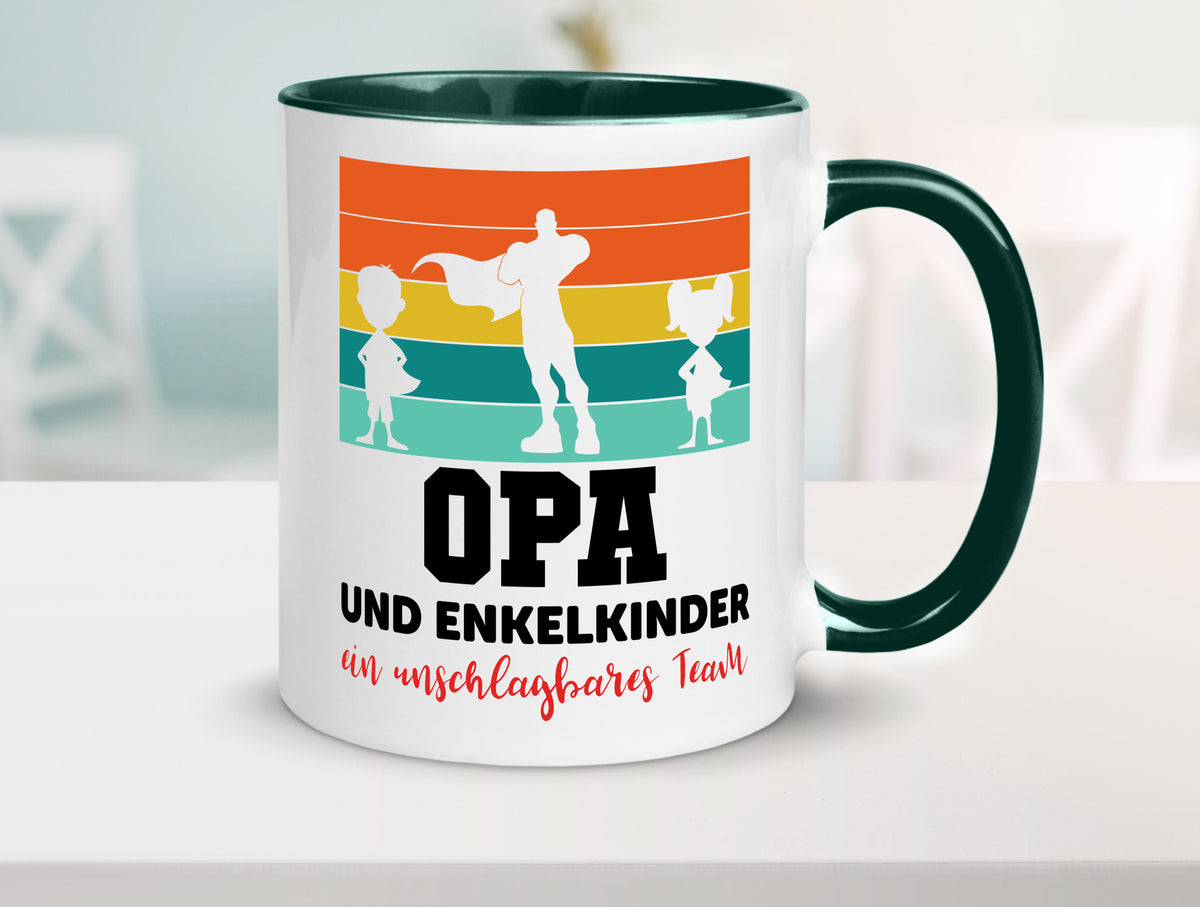 Opa und Enkelkinder ein unschlagbares Team Geschenkidee Familie Humor Tasse