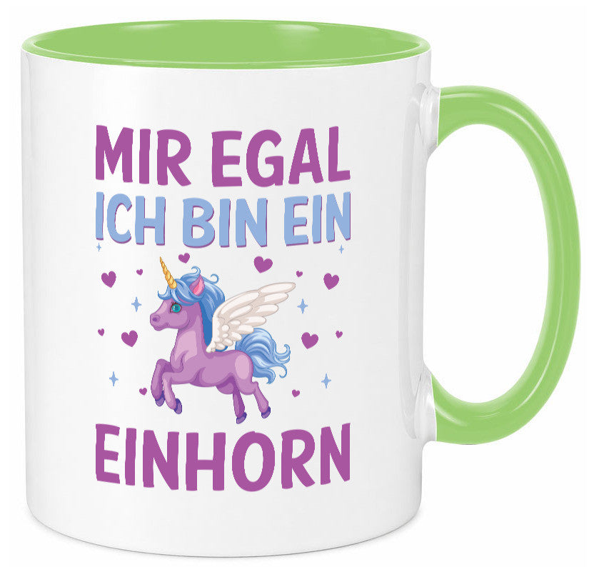 Mir egal, ich bin ein Einhorn| Herzen Geschenkidee Humor Tasse