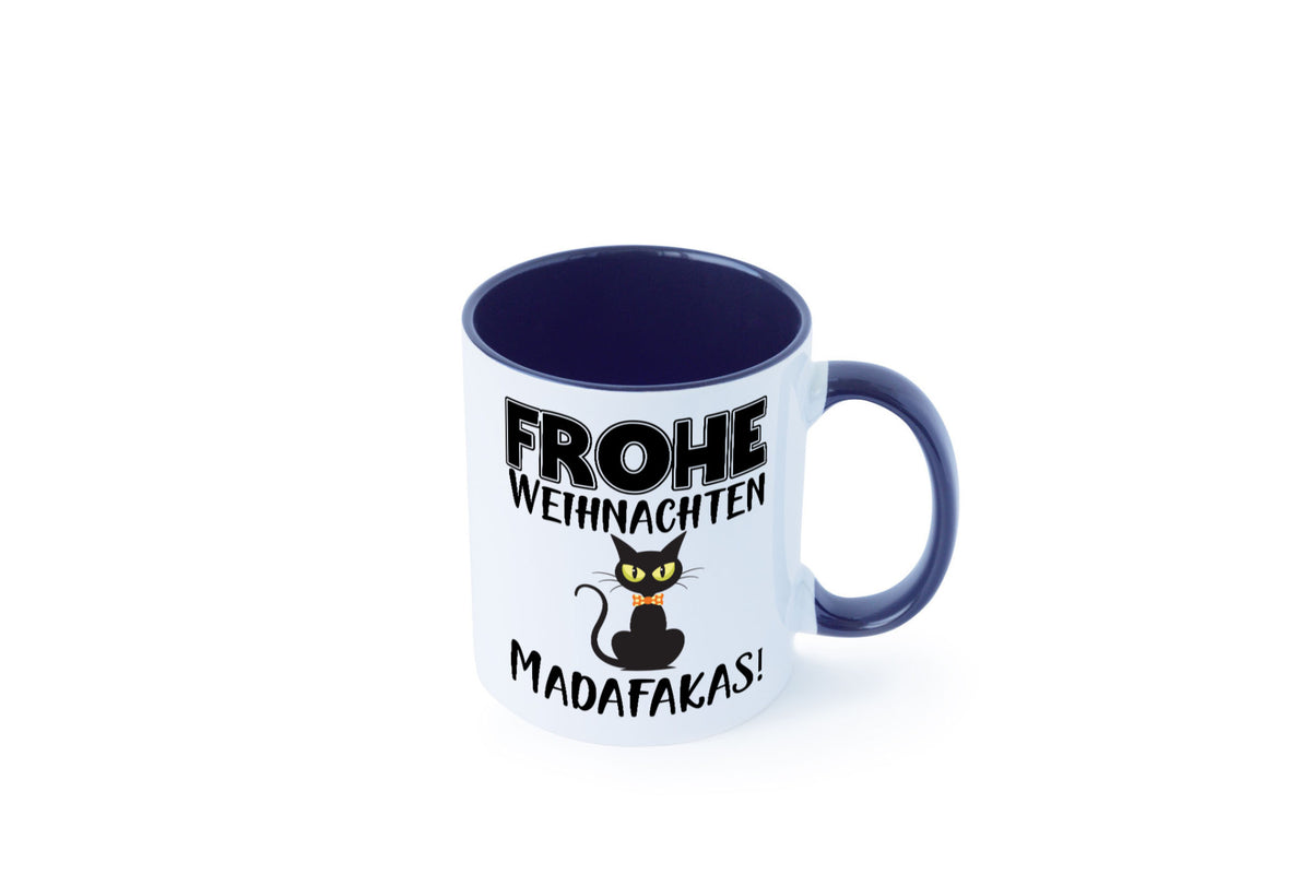 Frohe Weihnachten Madafakas! | Katze Tasse Vintage lustiger Spruch Geschenk