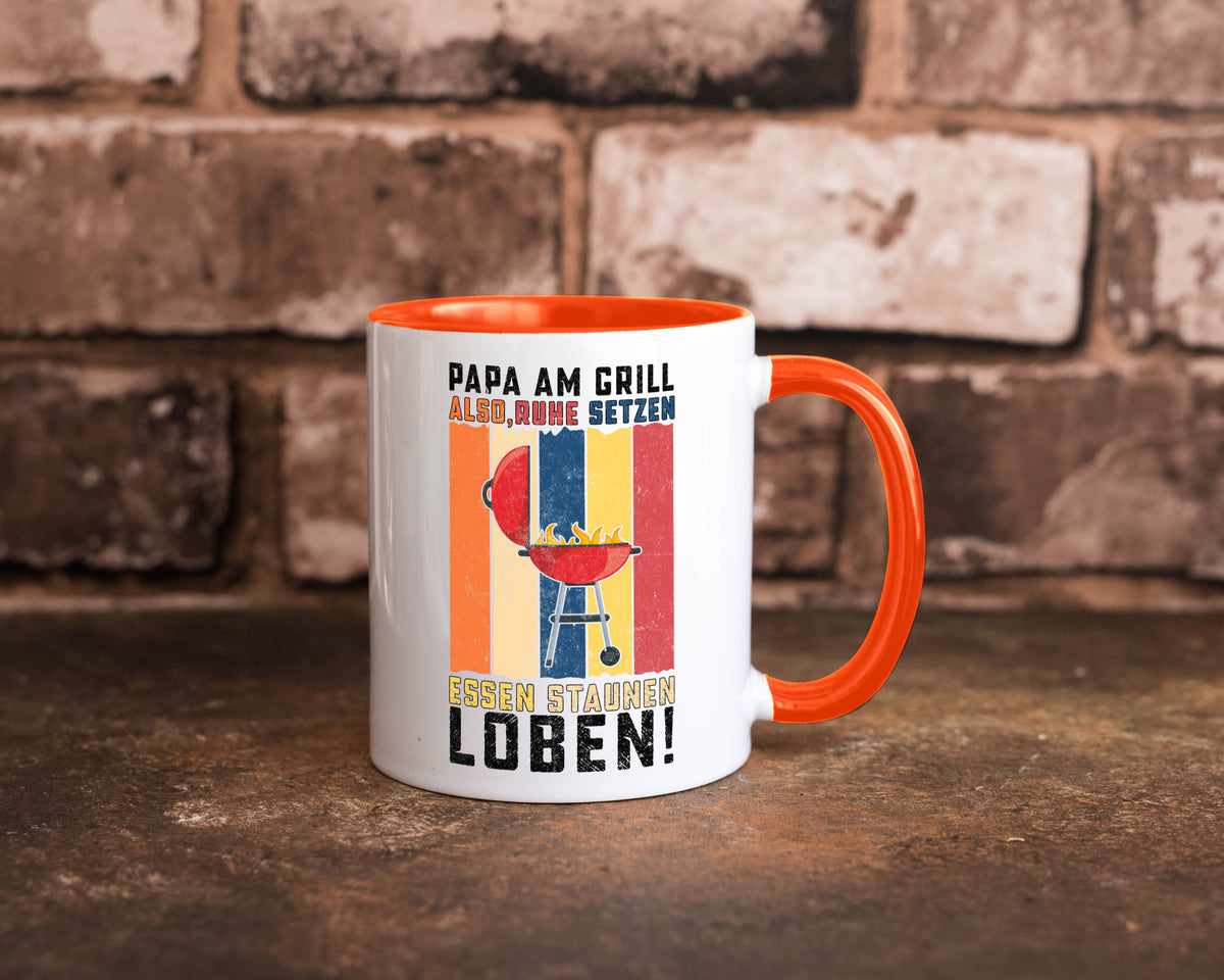 Papa am Grill | Grillmeister BBQ Grillabend v2 Geschenkidee Humor Tasse