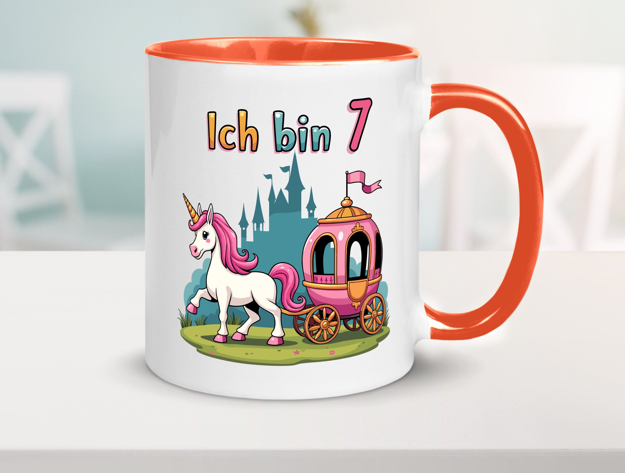 7. Geburtstag | Prinzessin in Kutsche Einhorn lustiger Spruch Geschenk