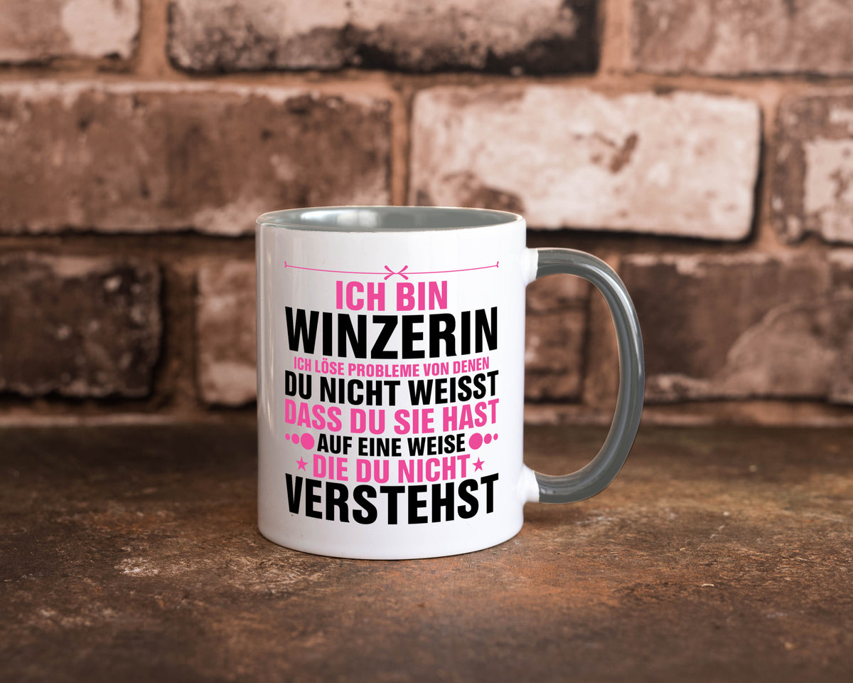 Löse Probleme: Winzerin | Weinbauer Wein Humor Geschenkidee Tasse