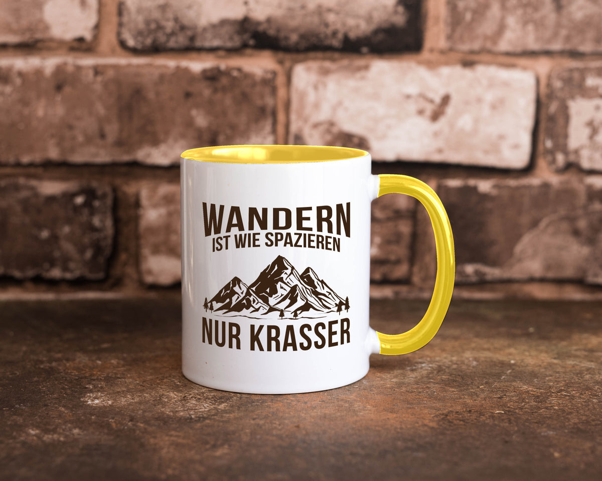Wandern wie spazieren, nur krasser | Gebirge Bäume Geschenk Humor Geschenkidee Tasse