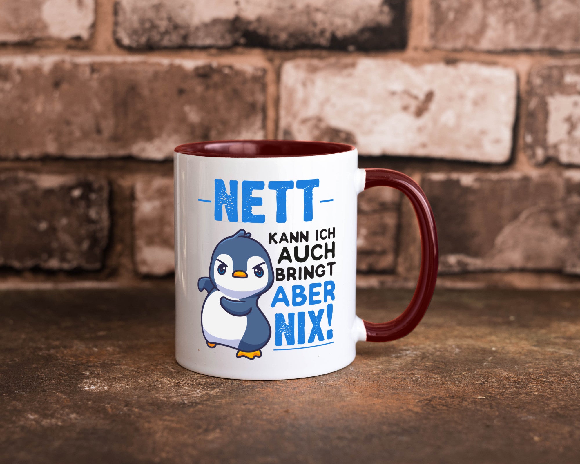 Nett kann ich auch | lustige Spruchtasse Pinguin Geschenk Humor Geschenkidee