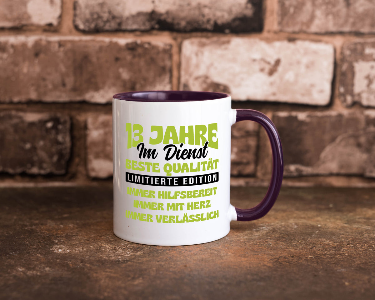 13 Jahre im Dienst | Jubiläum Arbeit v4 lustig Kollegen Büro Geschenk Tasse