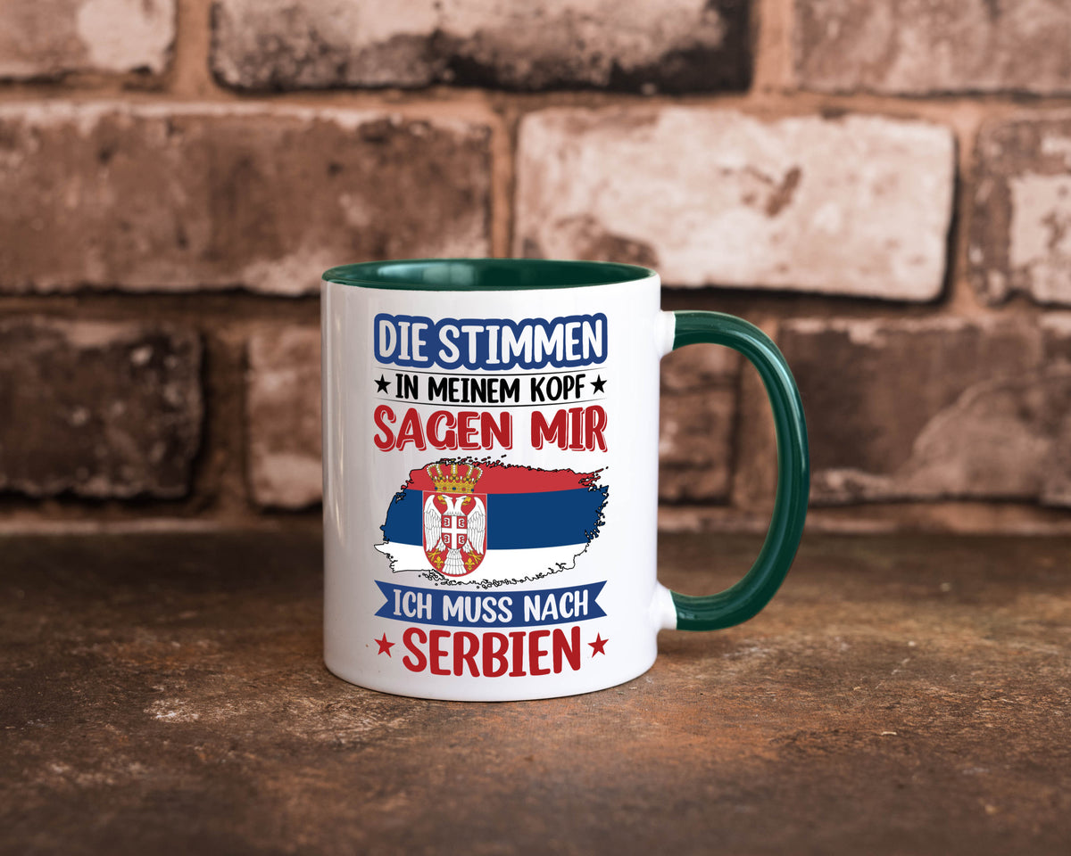 Serbien | Urlaub Stimmen in meinem Kopf Traumland v2 Geschenk Humor Tasse