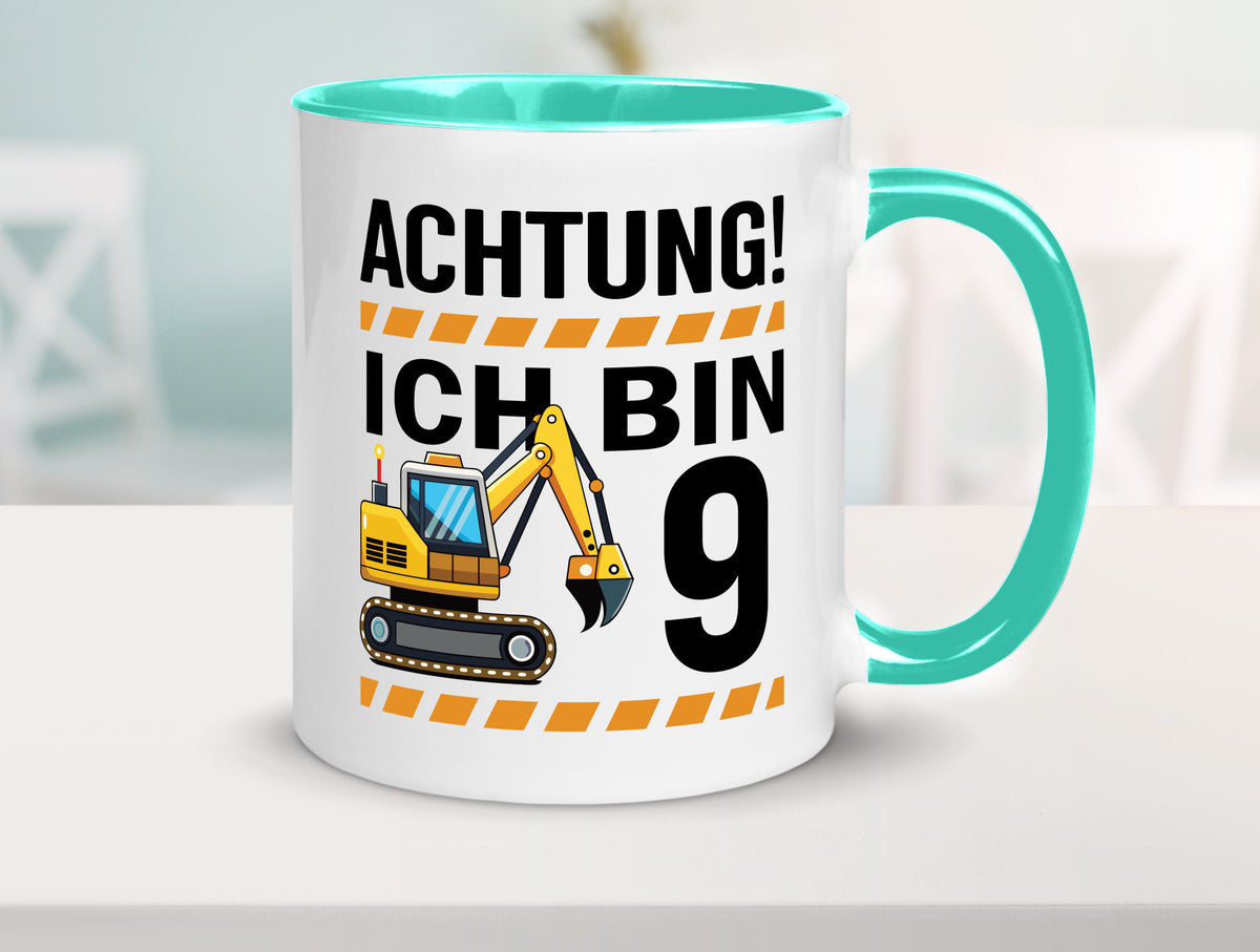 9 Geburtstag Ich bin | Bagger Junge lustiger Spruch Geschenk Geschenkidee Tasse