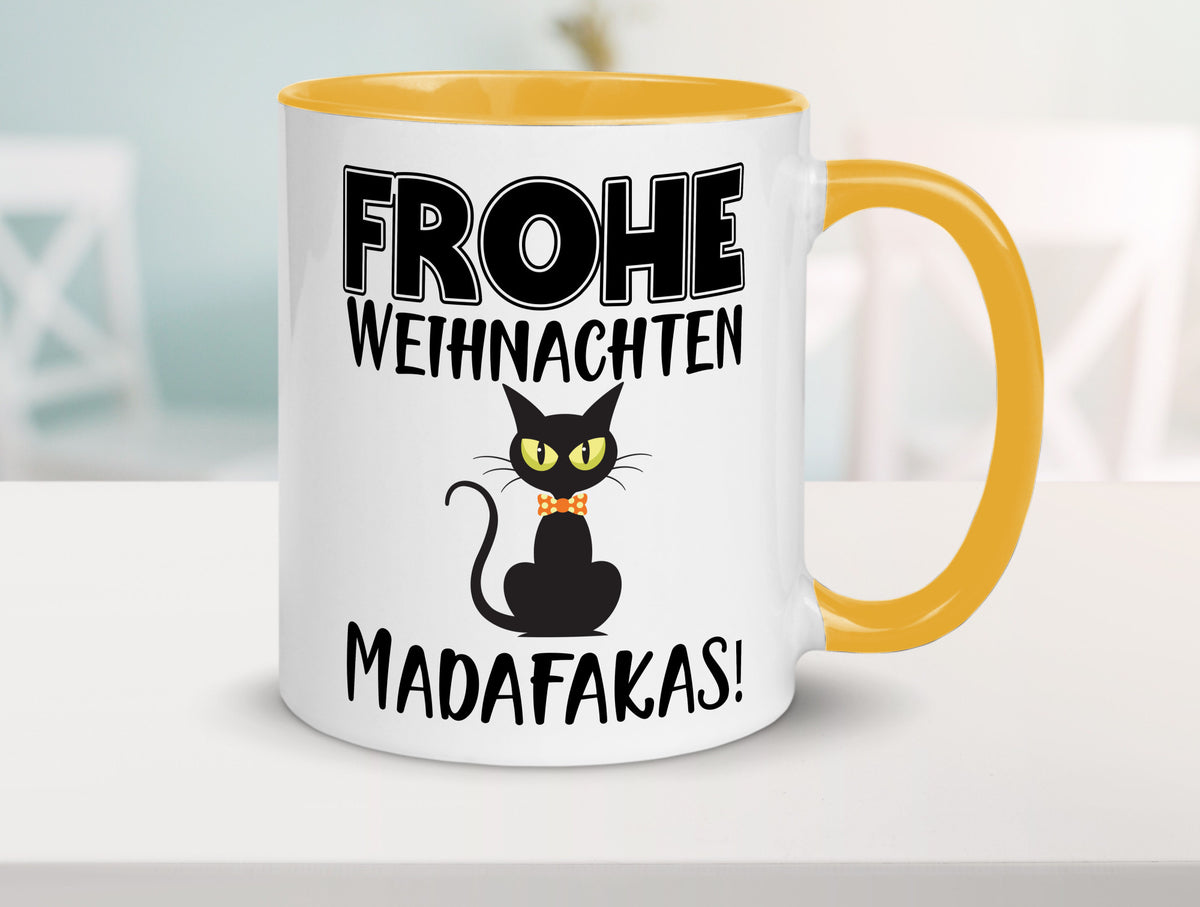 Frohe Weihnachten Madafakas! | Katze Tasse Vintage lustiger Spruch Geschenk