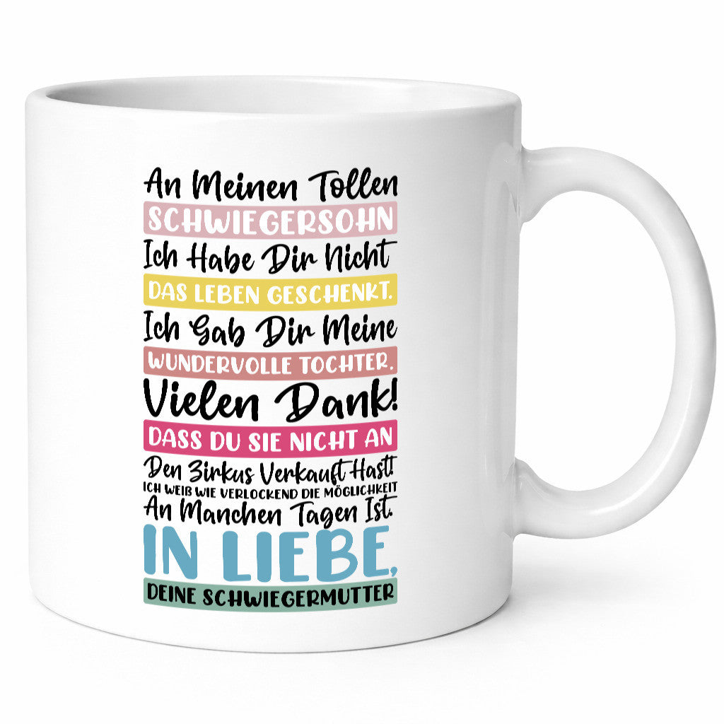 An meinen tollen Schwiegersohn vl10 Humor Familie Geschenkidee Tasse