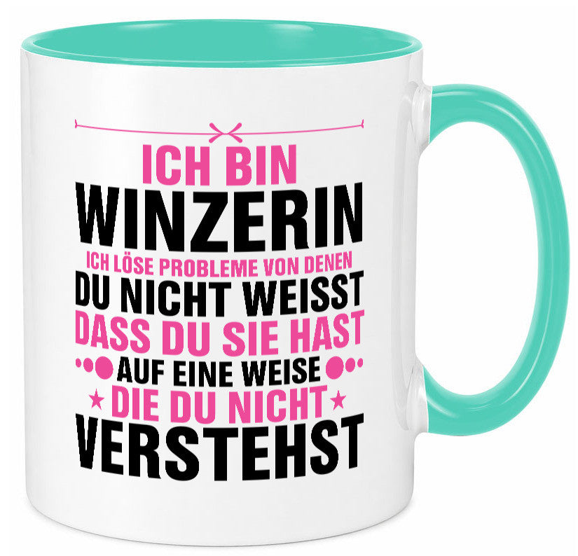 Löse Probleme: Winzerin | Weinbauer Wein Humor Geschenkidee Tasse