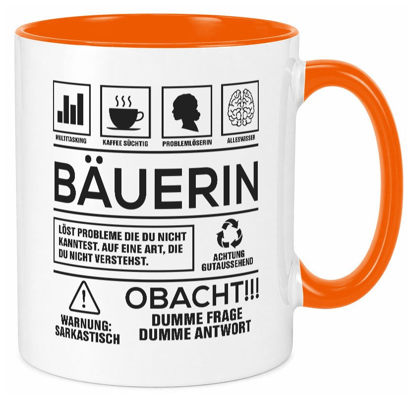 Achtung Probleme Bäuerin | Bauernhof Landwirtschaft Geschenk Humor Geschenkidee Tasse