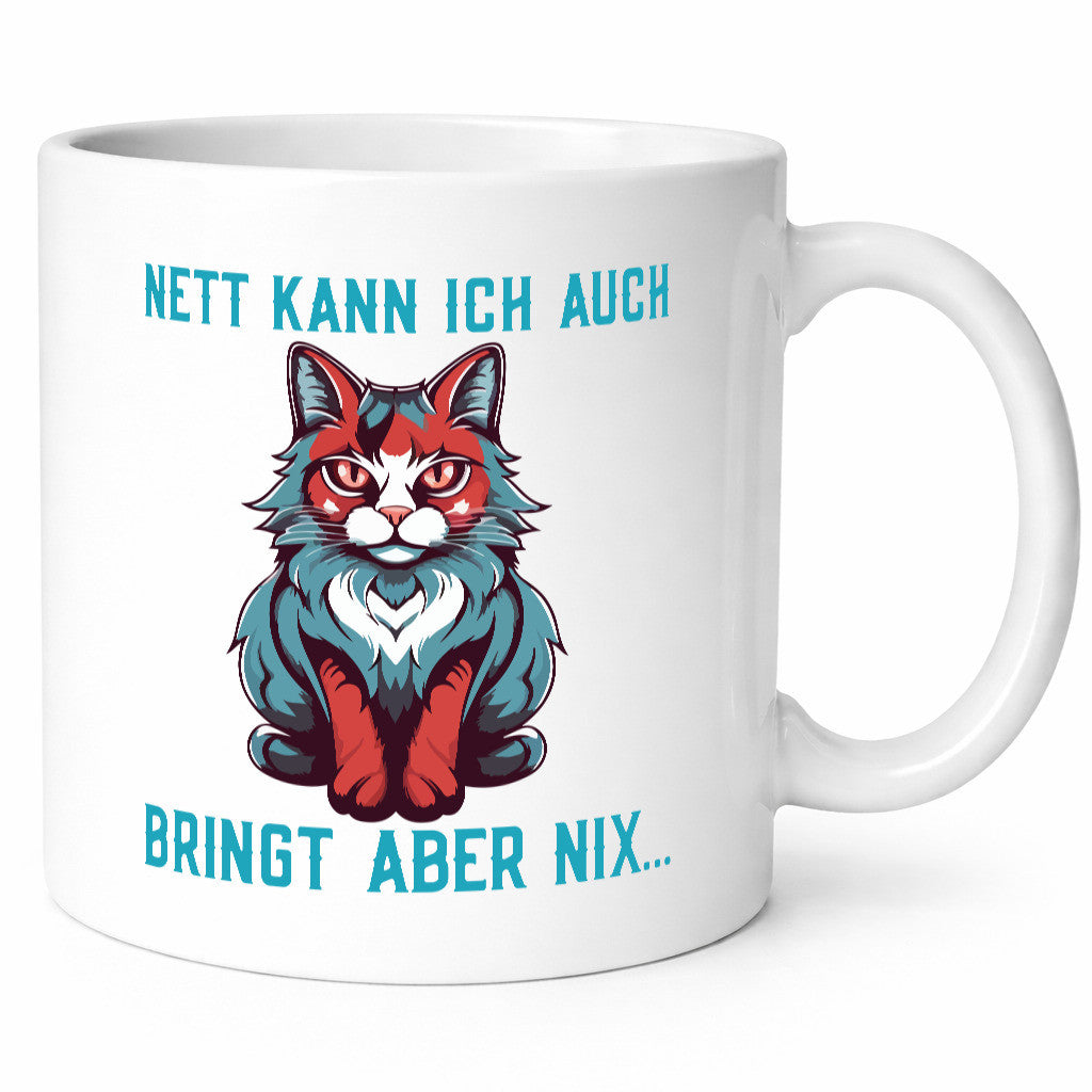 Nett kann ich auch | Katze im Kapuzenpulli Spruch Humor Tierliebhaber