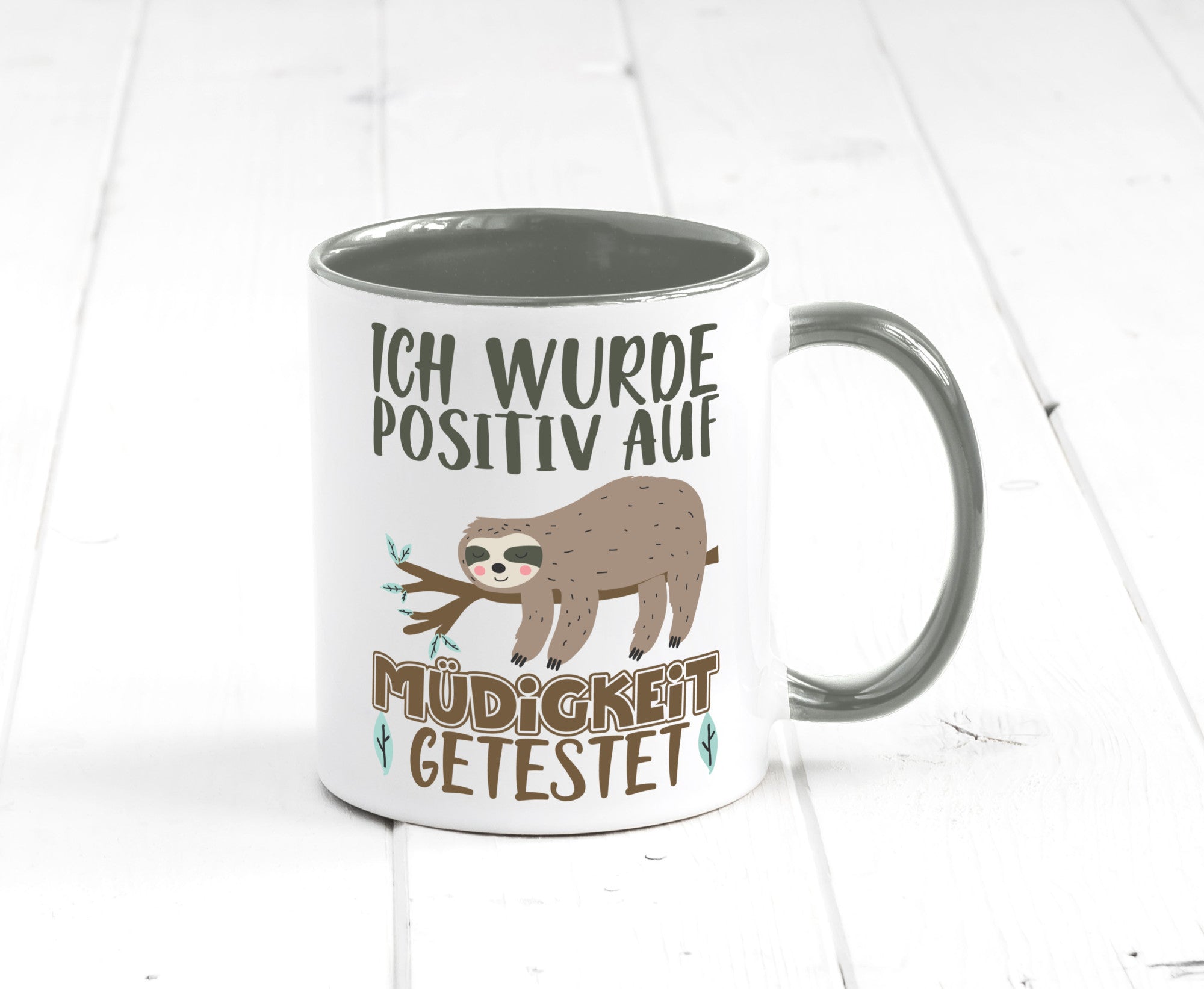 Positiv auf Müde getestet lustiger Spruch Geschenk Humor Geschenkidee Tasse