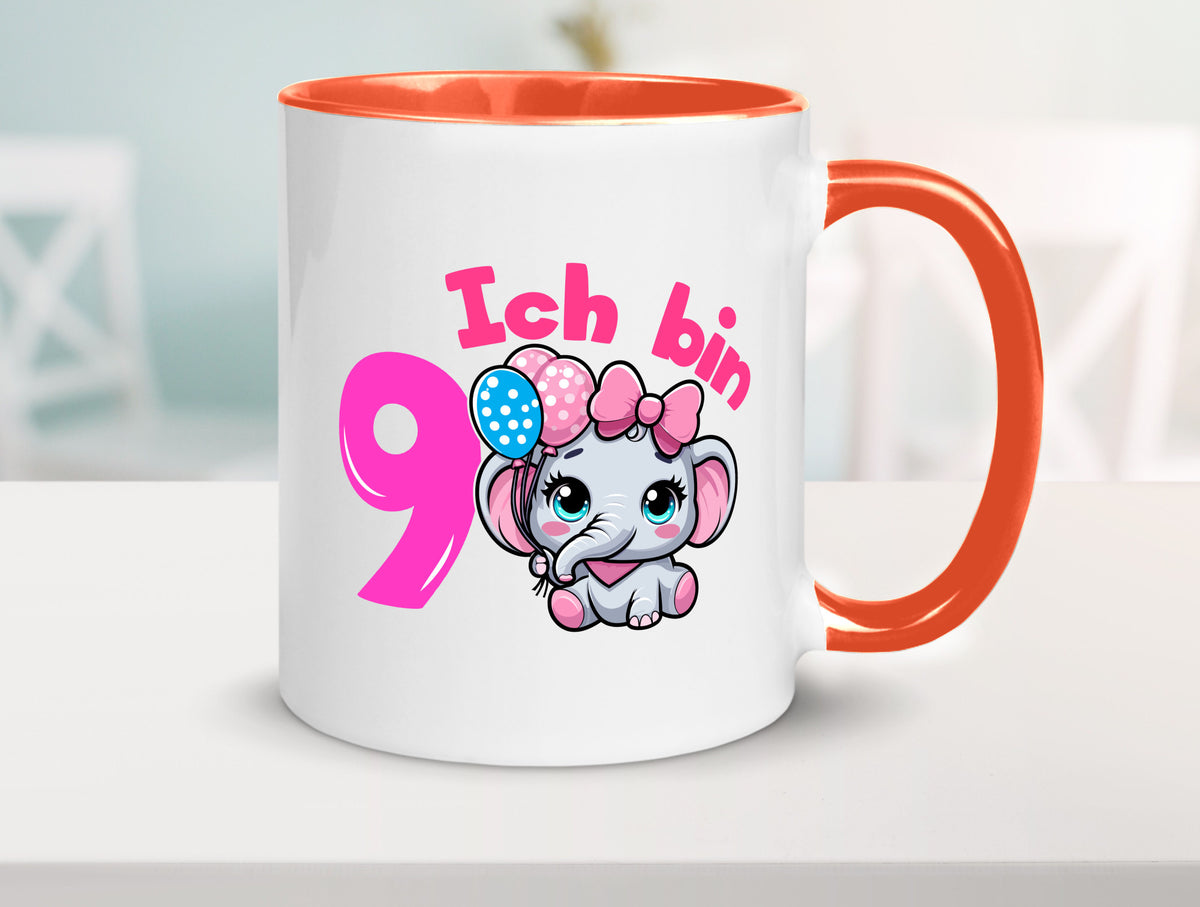 9. Geburtstag | 9 Jahre Elefant Mädchen Geschenk Geschenkidee lustiger Spruch Tasse