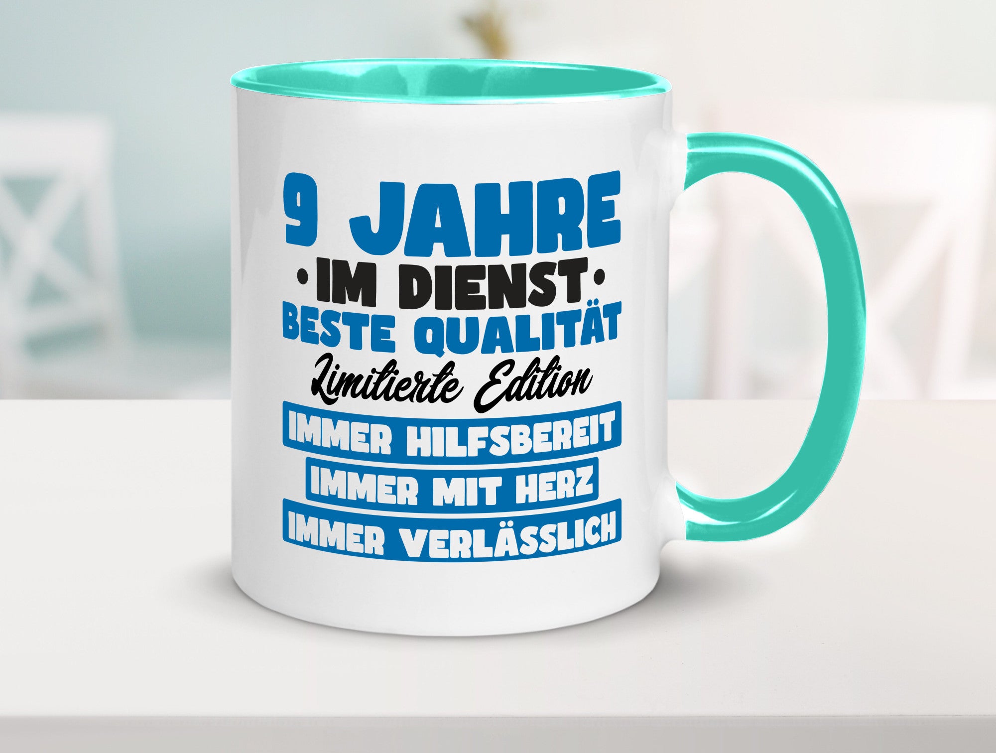 9 Jahre im Dienst | Jubiläum Arbeit v7 lustig Kollegen Büro Geschenk Tasse