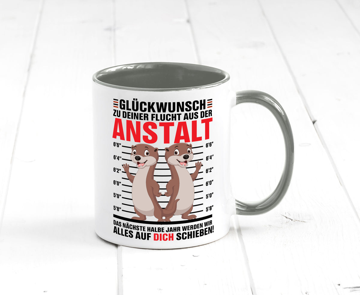 Glückwunch zur Flucht | Jobwechsel Arbeitskollegen Geschenk Arbeit Kollegen Tasse
