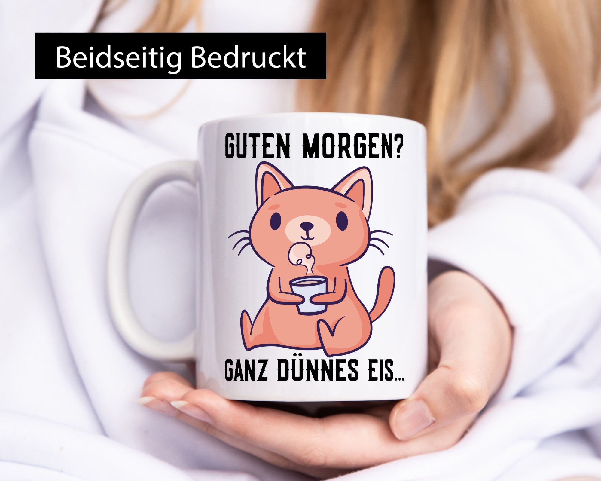 Guten Morgen | Morgenmuffel Dünnes Eis Katze mit Pulli Geschenk Tierliebhaber