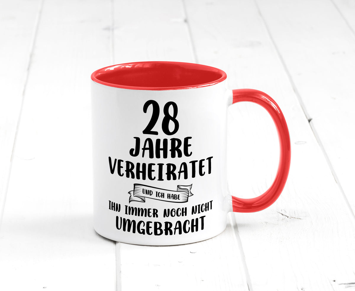 28 Jahre Verheiratet, immer noch am Leben! Geschenkidee Humor Tasse