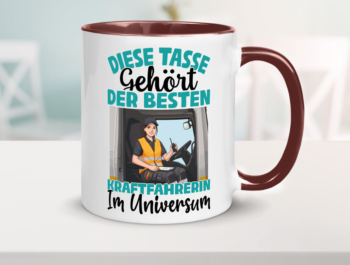 Im Universum: Kraftfahrerin | Lastwagen LKW lustig Humor Geschenkidee Geschenk Tasse