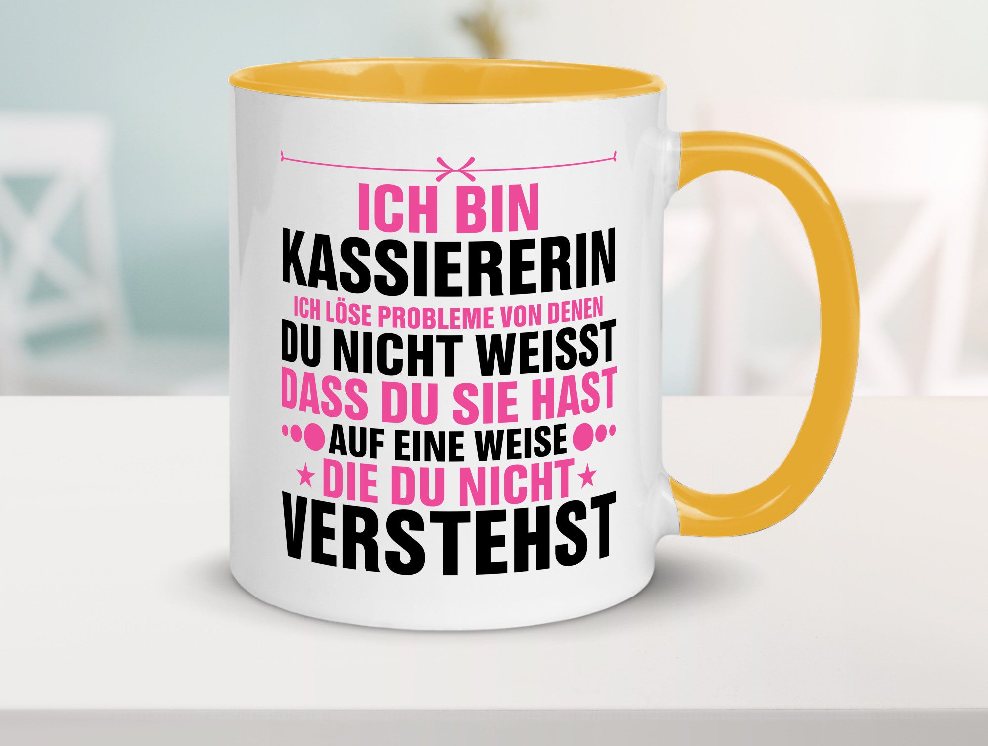 Löse Probleme: Kassiererin v2 lustiger Spruch Geschenk Humor Geschenkidee Tasse