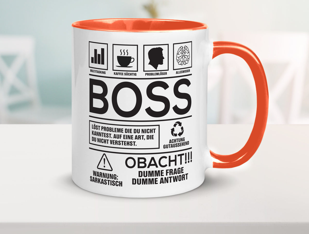 Achtung Probleme Boss | Führungskraft Vorgesetzter lustig Humor Geschenkidee Tasse