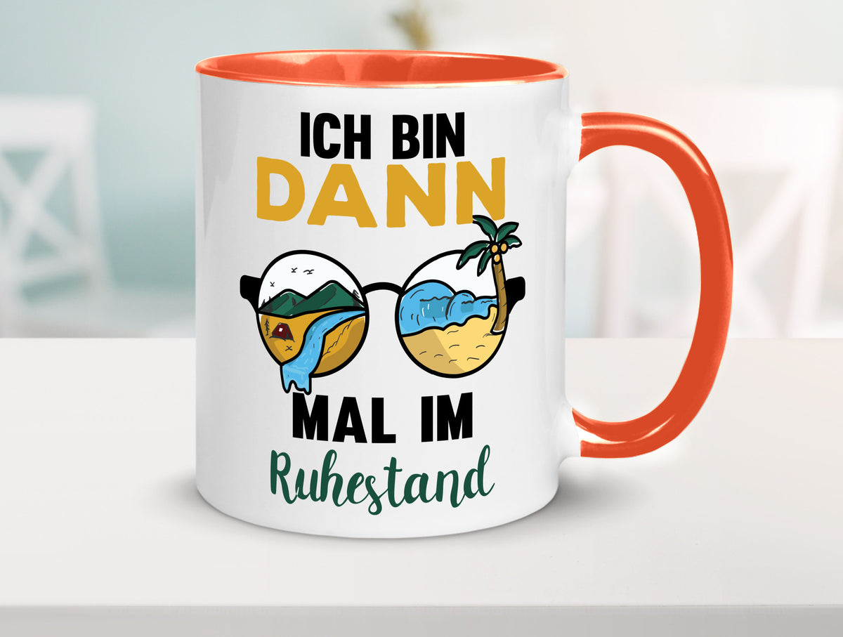 Bin dann mal im Ruhestand | Sonnenbrille Palme Meer lustig Jubiläum Geschenk Tasse
