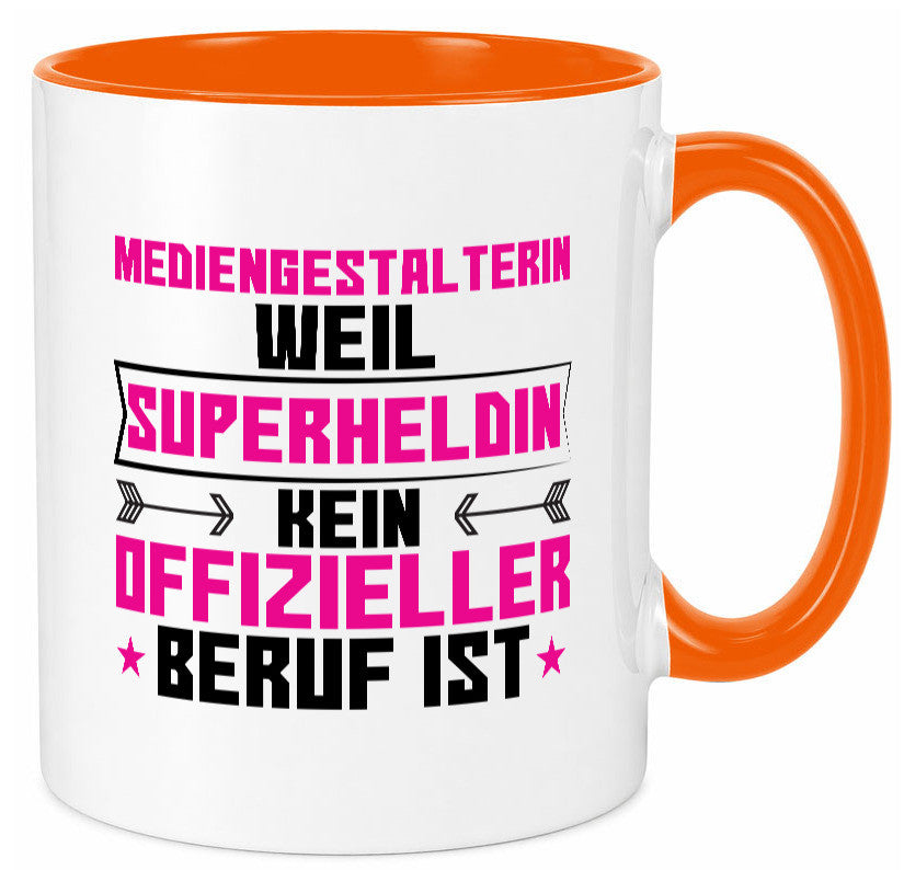 Superheldin Mediengestalterin | Medien lustiger Spruch Geschenk Humor Tasse
