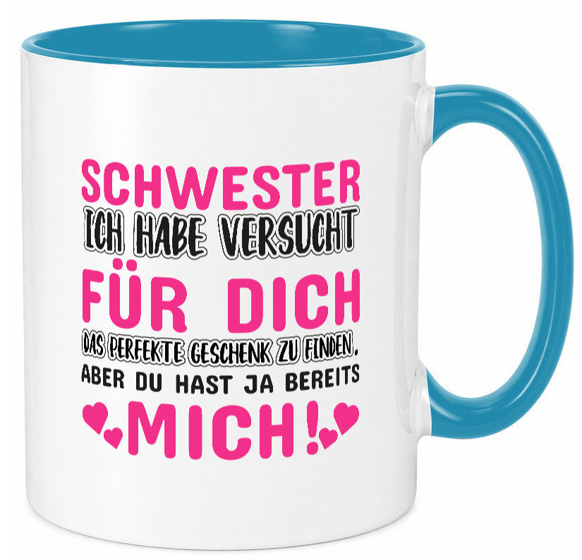 Schwester Tasse | lustiger Spruch Geschwisterliebe v2 Humor Geschenkidee