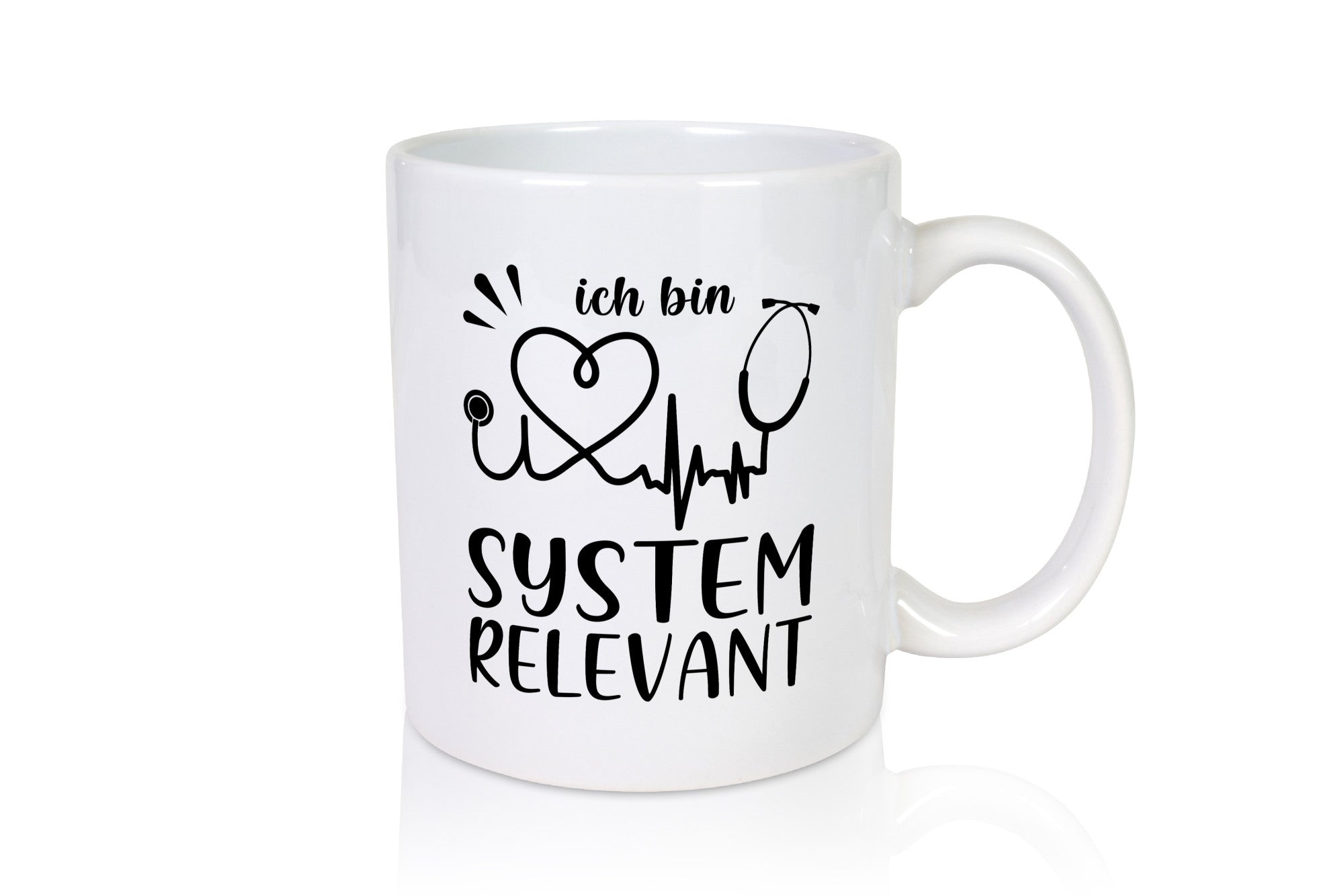 Systemrelevant | Herzschlag Stethoskop Herz Humor Geschenkidee Tasse