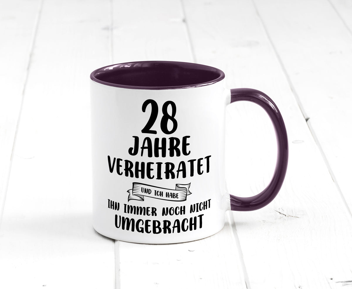 28 Jahre Verheiratet, immer noch am Leben! Geschenkidee Humor Tasse