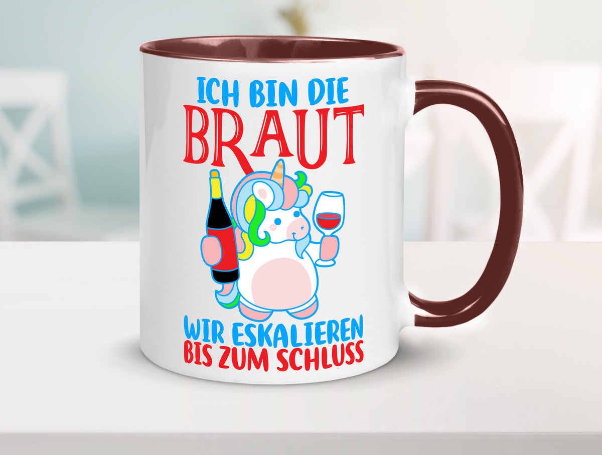 Junggesellinnenabschied | JGA Braut Einhorn Eskalation v2 lustig Humor Tasse