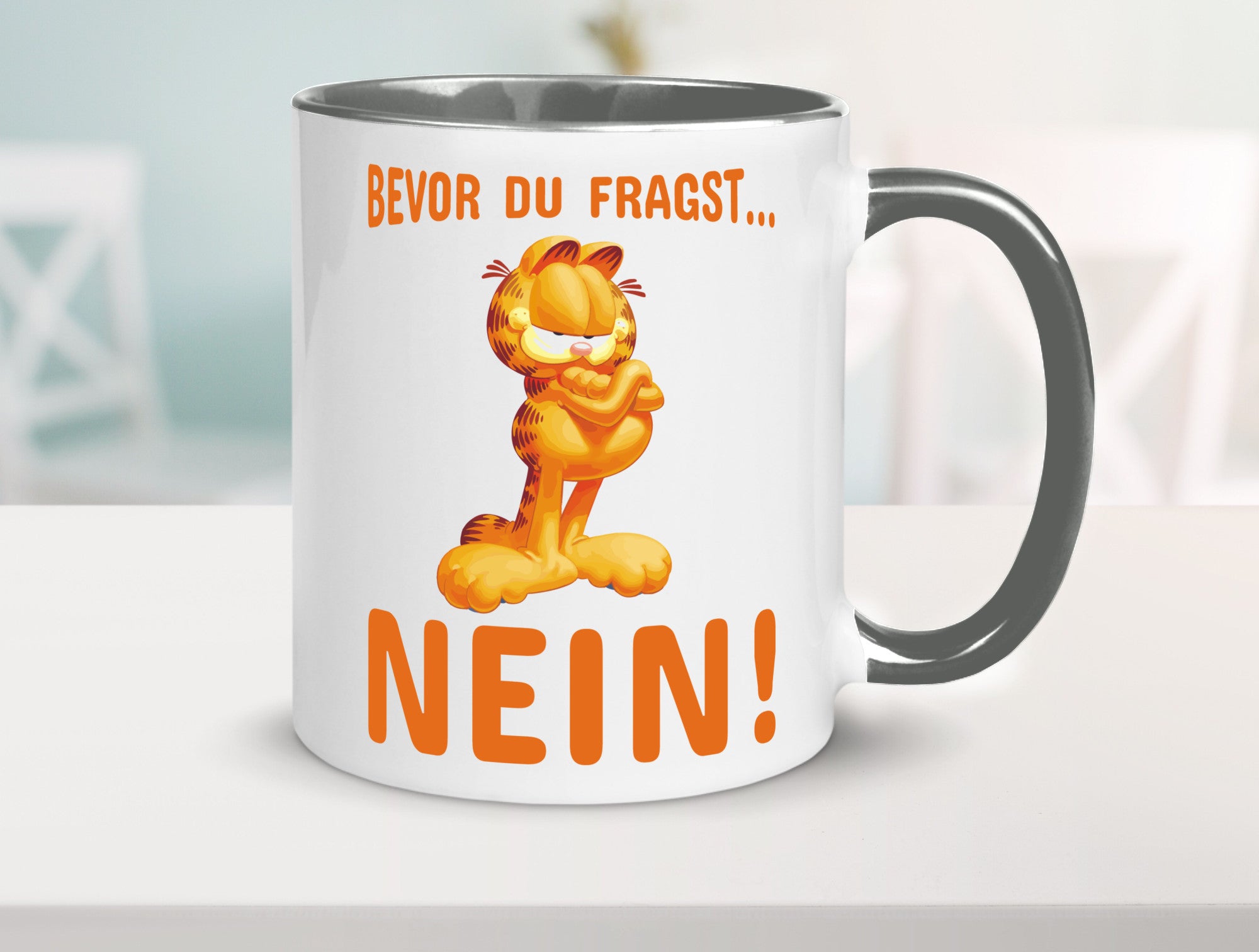 Bevor du fragst? Nein! | grimmige Katze Spruchtasse lustig Tierliebhaber Humor